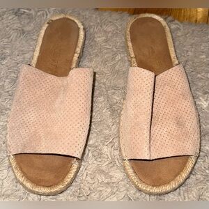 275 CENTRAL Slip-On Espadrille Sandals 37 beige Perforated Suede Upper 6.5 7